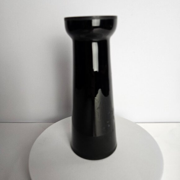 Czechoslovakian Pottery Vase Black Hand-Etched Bird Motif Gloss Finish 6.5"t - Picture 4 of 16